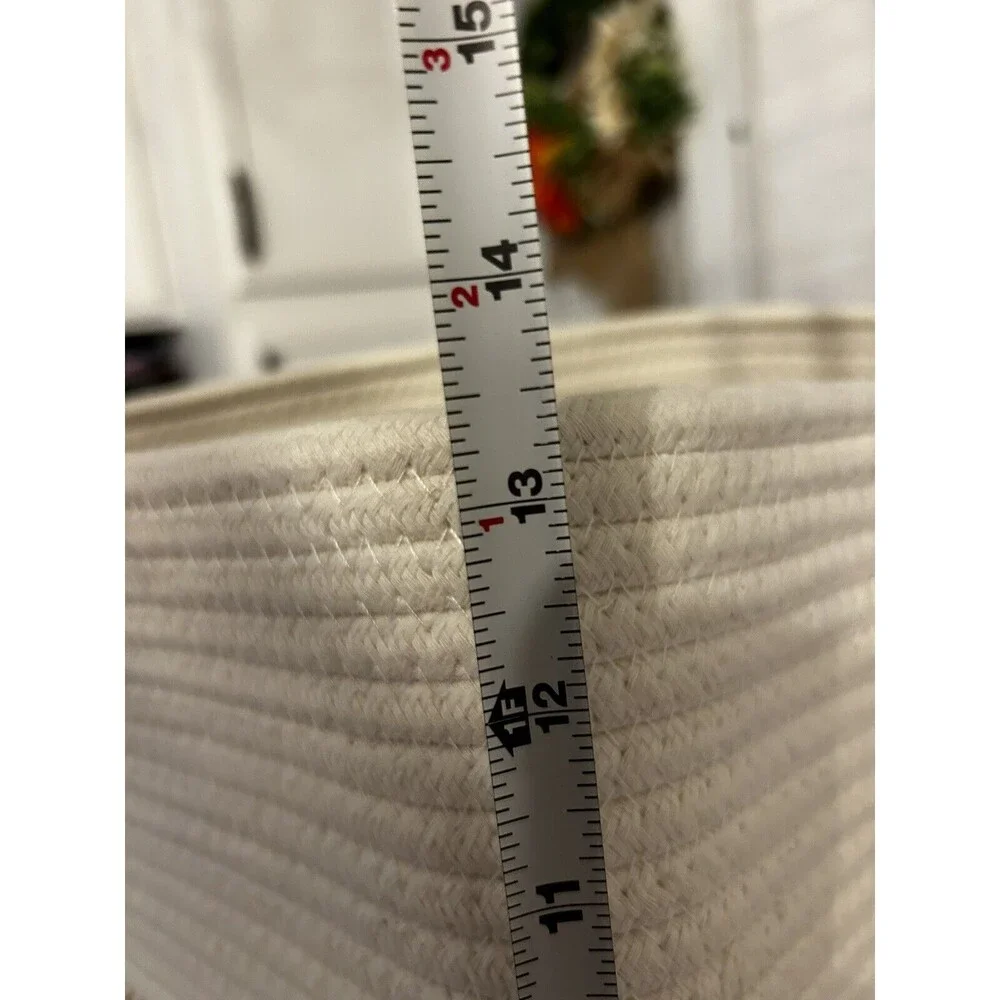Woven Laundry Storage Basket ROKR Brand New With Handles Two Tone Tan And Cream